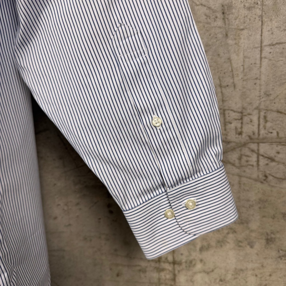 Brookss Brothers 1818 Regent Non-Iron Dress Shirt 17-2/3 Navy Stripe Cotton - Picture 6 of 8